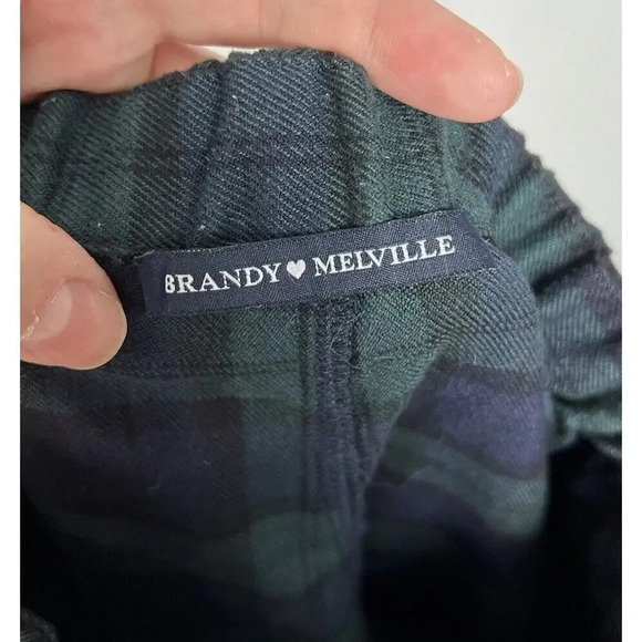 Brandy Melville Women's Tilden Pants in Green Plaid Flannel ONE SIZE - Picture 3 of 7